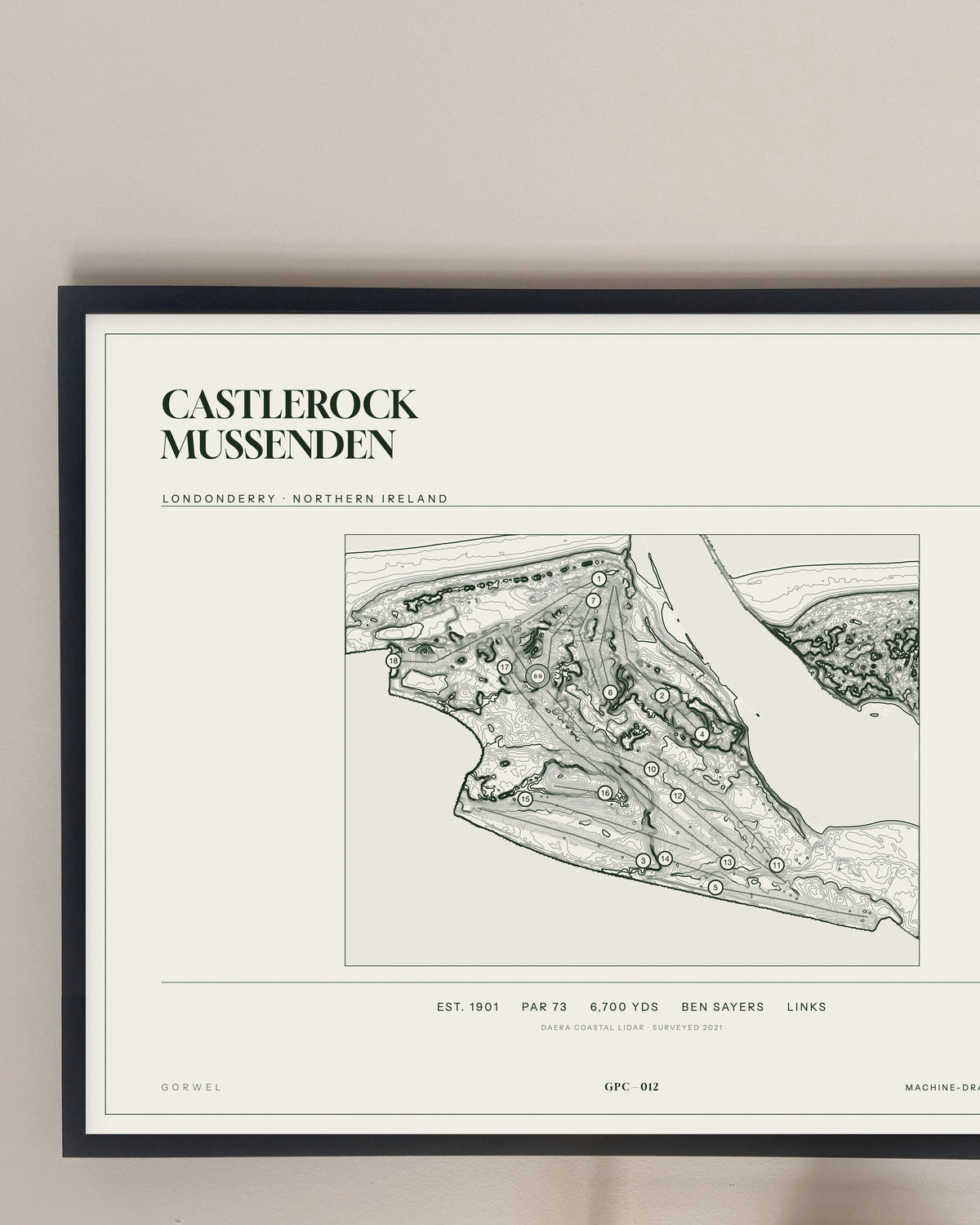 Castlerock Mussenden, Londonderry print, framed, on a wall