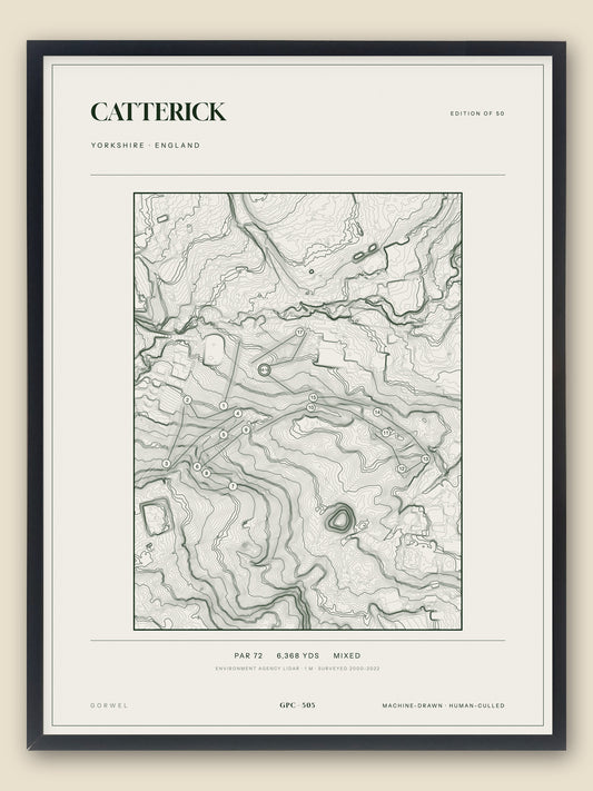 Catterick, Yorkshire topographic golf course print, framed — Gorwel Print Co