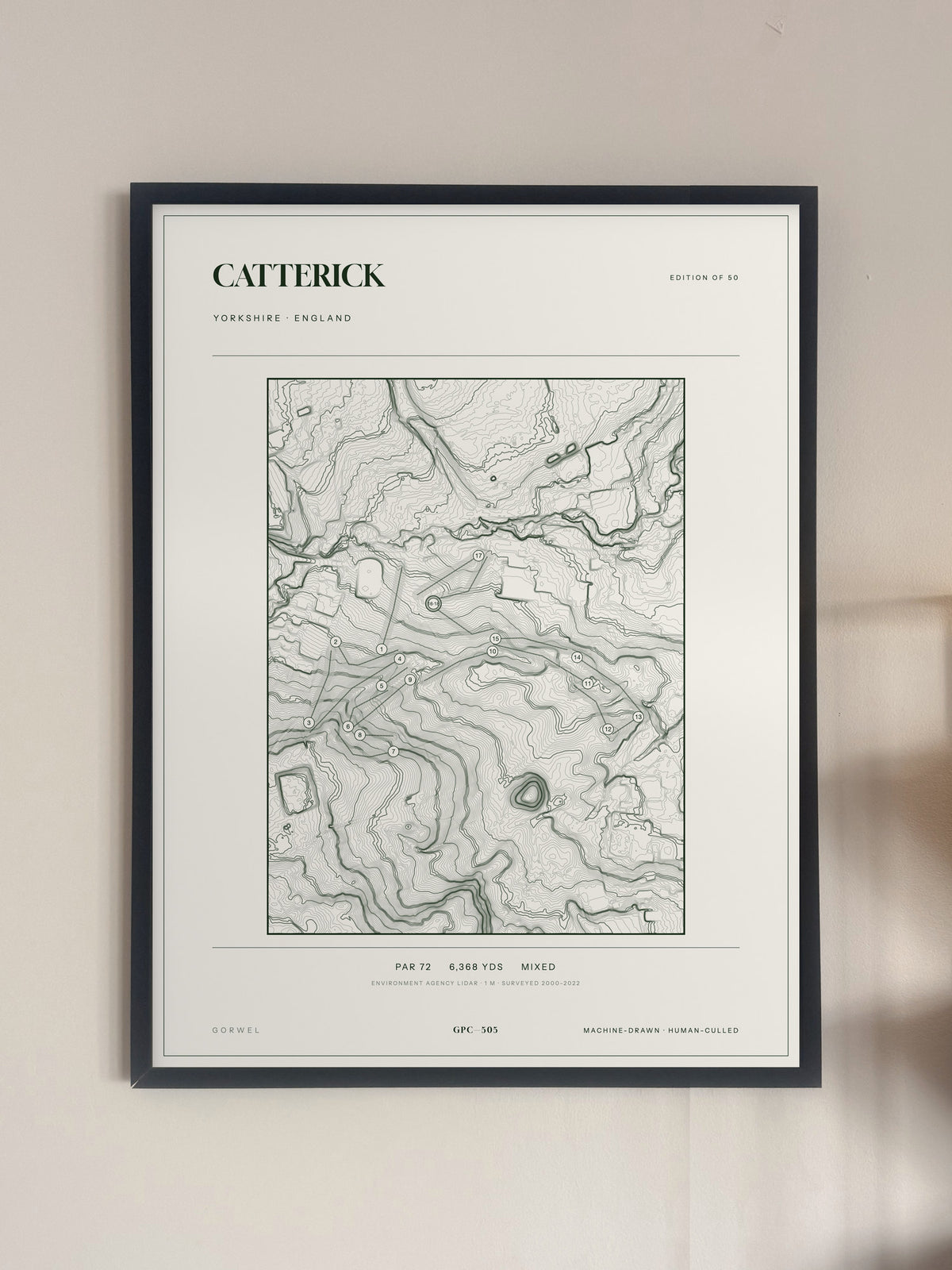 Catterick, Yorkshire print, framed, on a wall