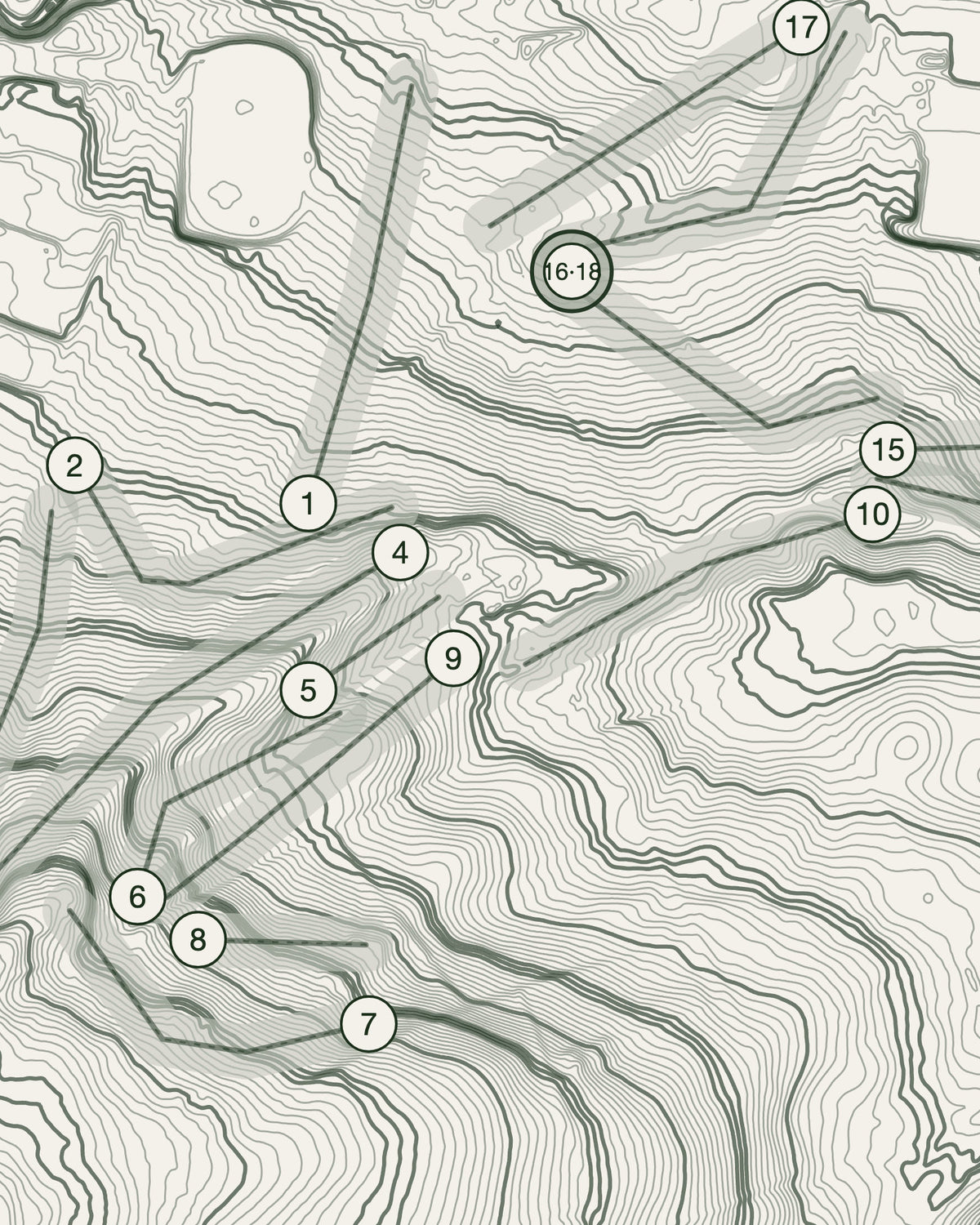 Catterick, Yorkshire print, contour detail