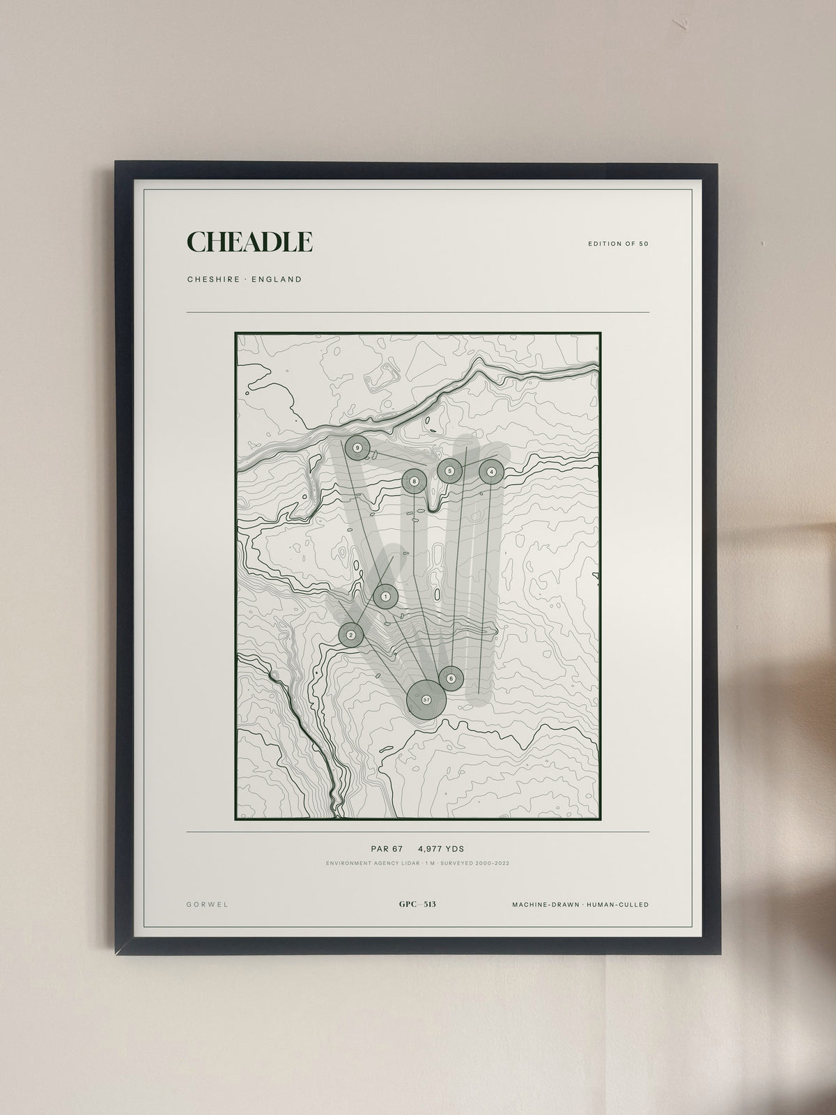 Cheadle, Cheshire print, framed, on a wall