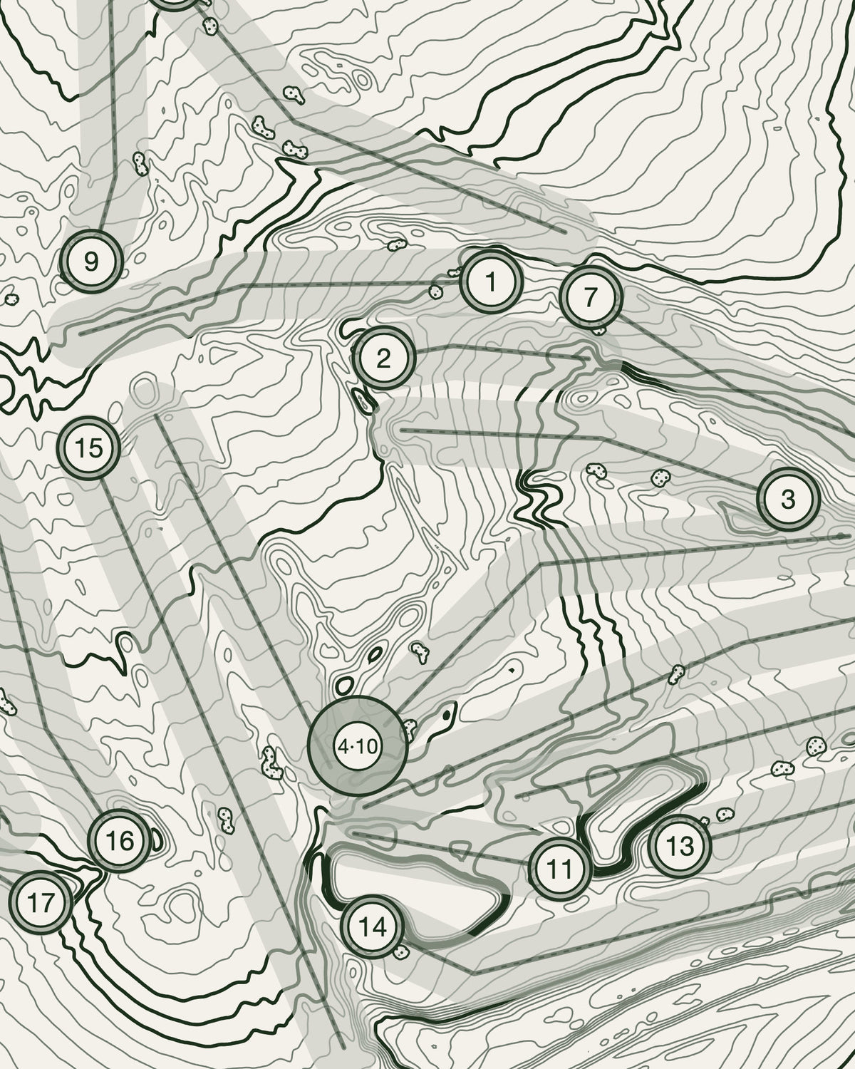 Clandon Regis, Surrey print, contour detail