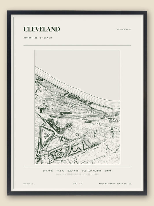 Cleveland, Yorkshire topographic golf course print, framed — Gorwel Print Co