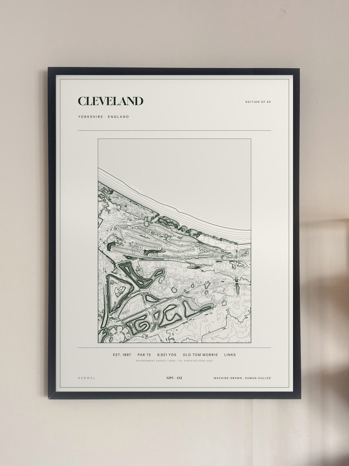Cleveland, Yorkshire print, framed, on a wall