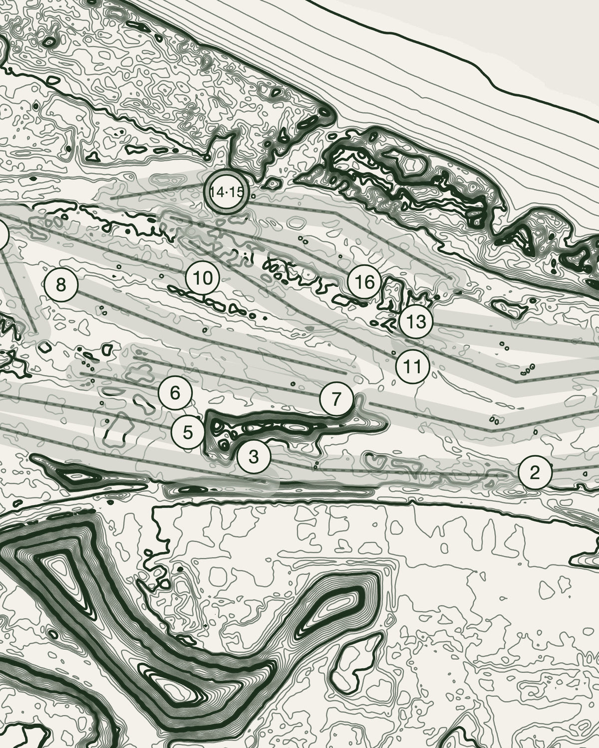 Cleveland, Yorkshire print, contour detail
