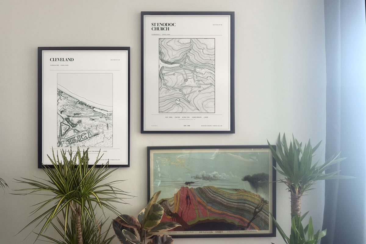 Cleveland, Yorkshire and  prints, framed, gallery wall