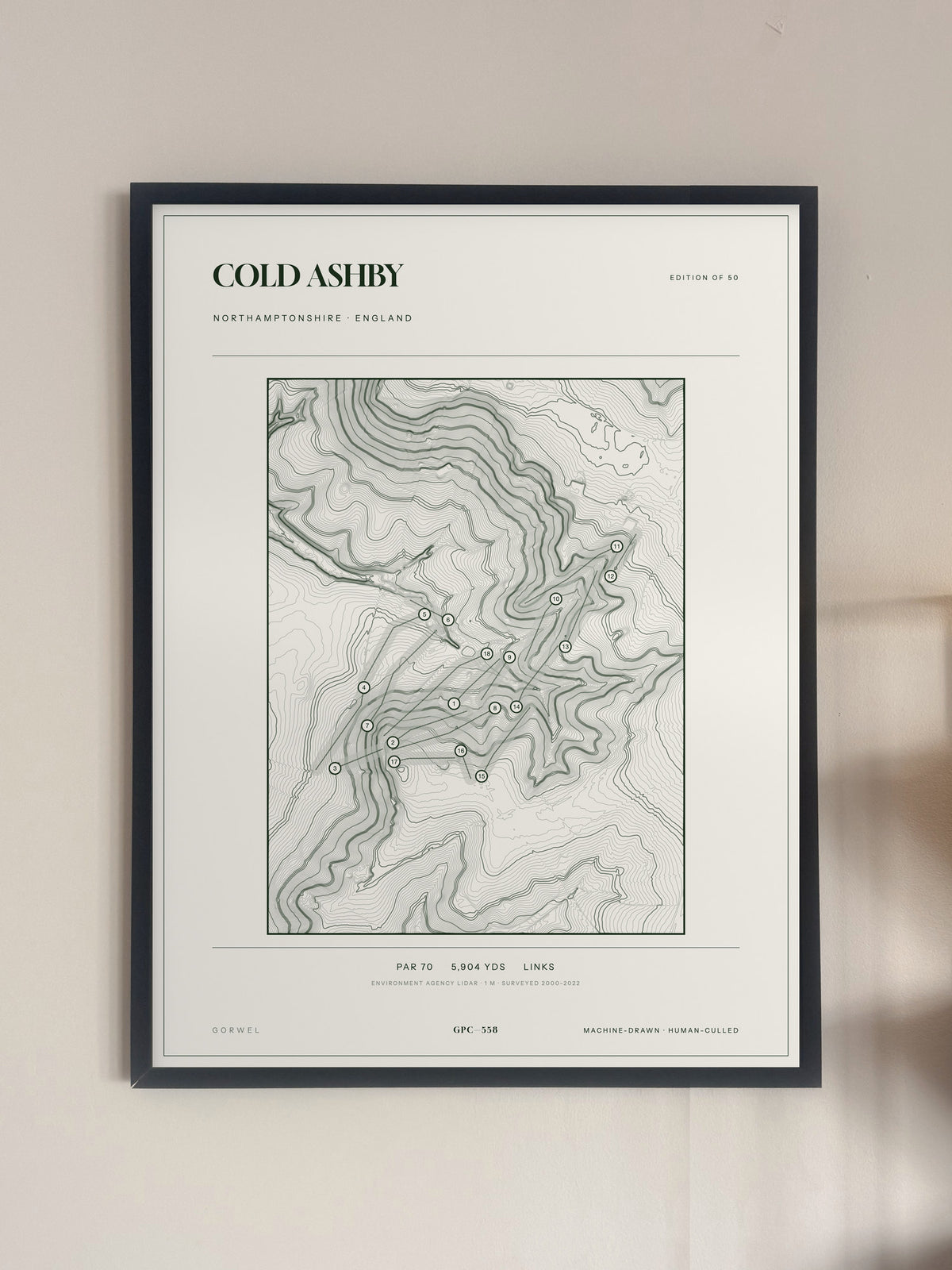 Cold Ashby, Northamptonshire print, framed, on a wall