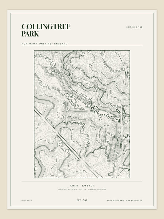 Collingtree Park, Northamptonshire topographic golf course print