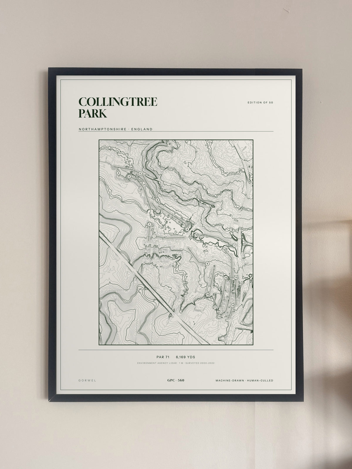 Collingtree Park, Northamptonshire print, framed, on a wall