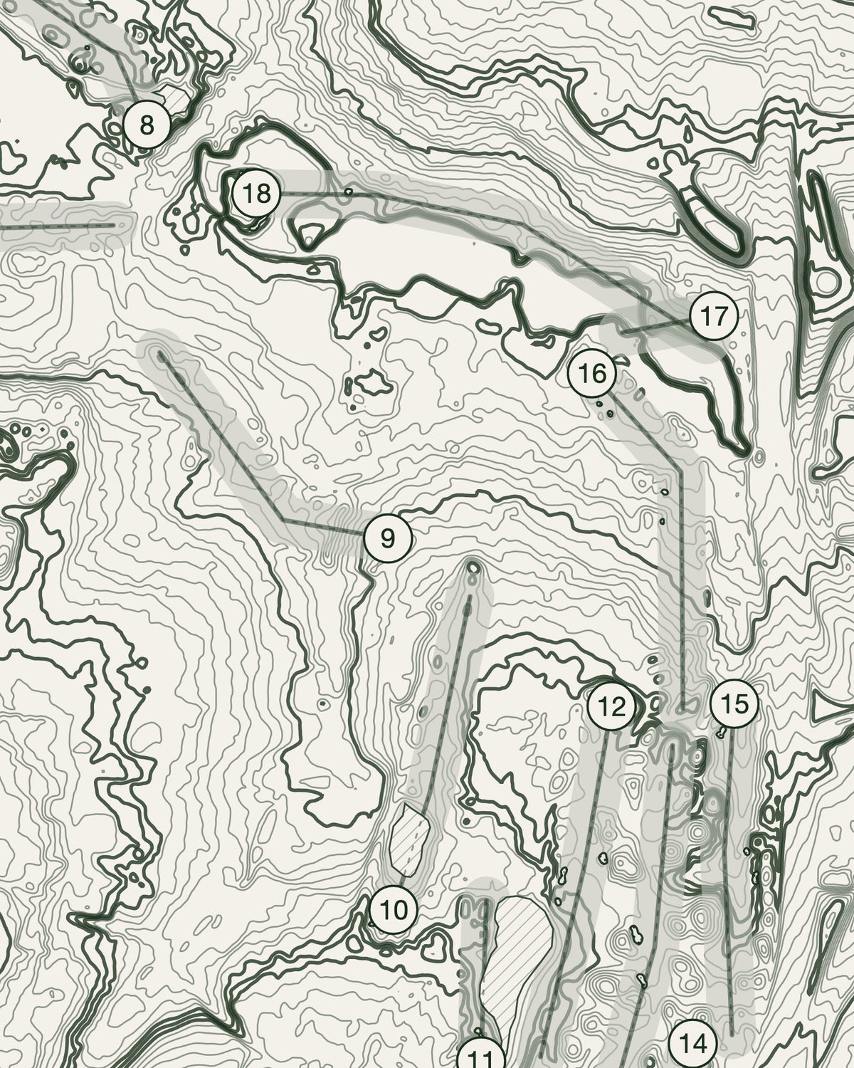 Collingtree Park, Northamptonshire print, contour detail
