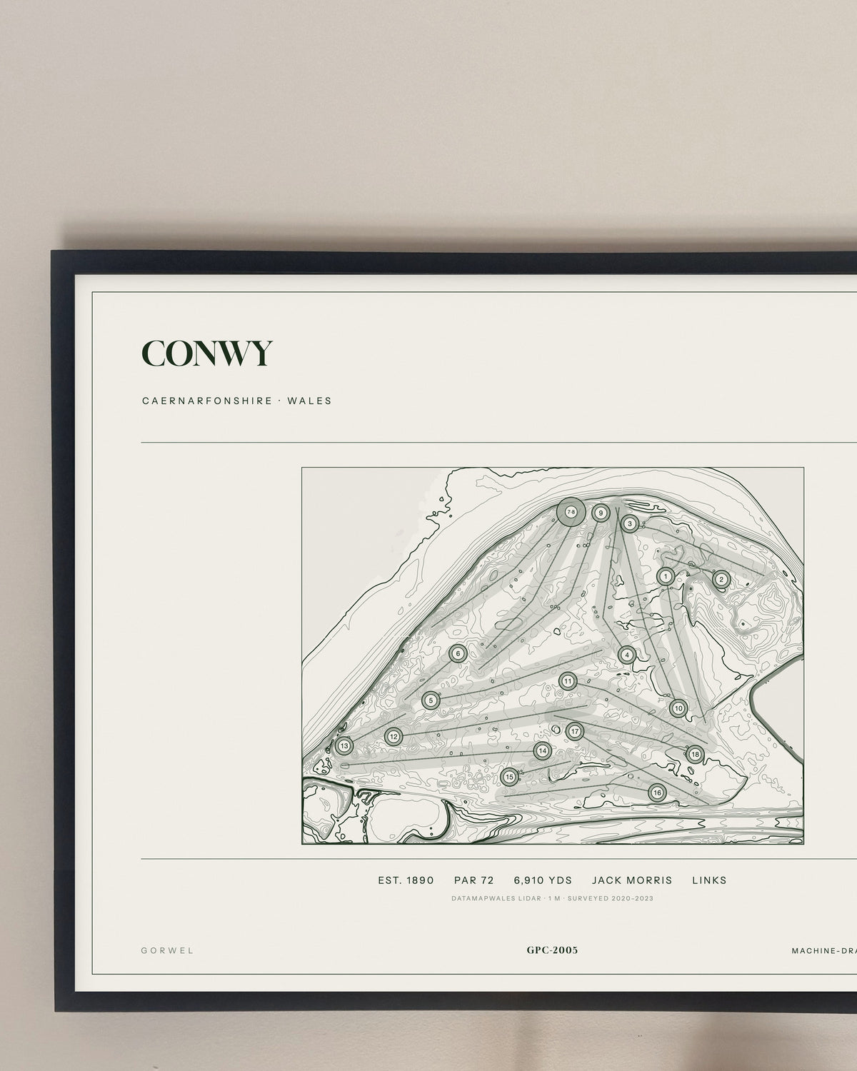 Conwy, Caernarfonshire print, framed, on a wall
