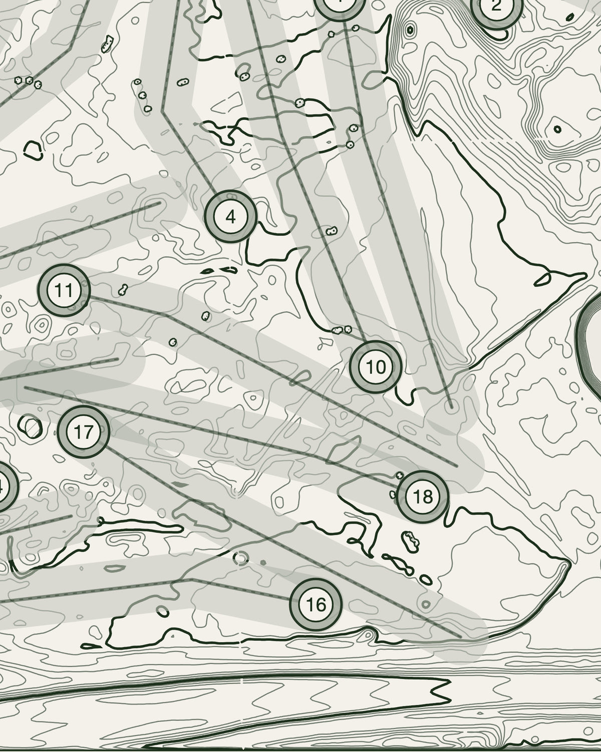 Conwy, Caernarfonshire print, contour detail