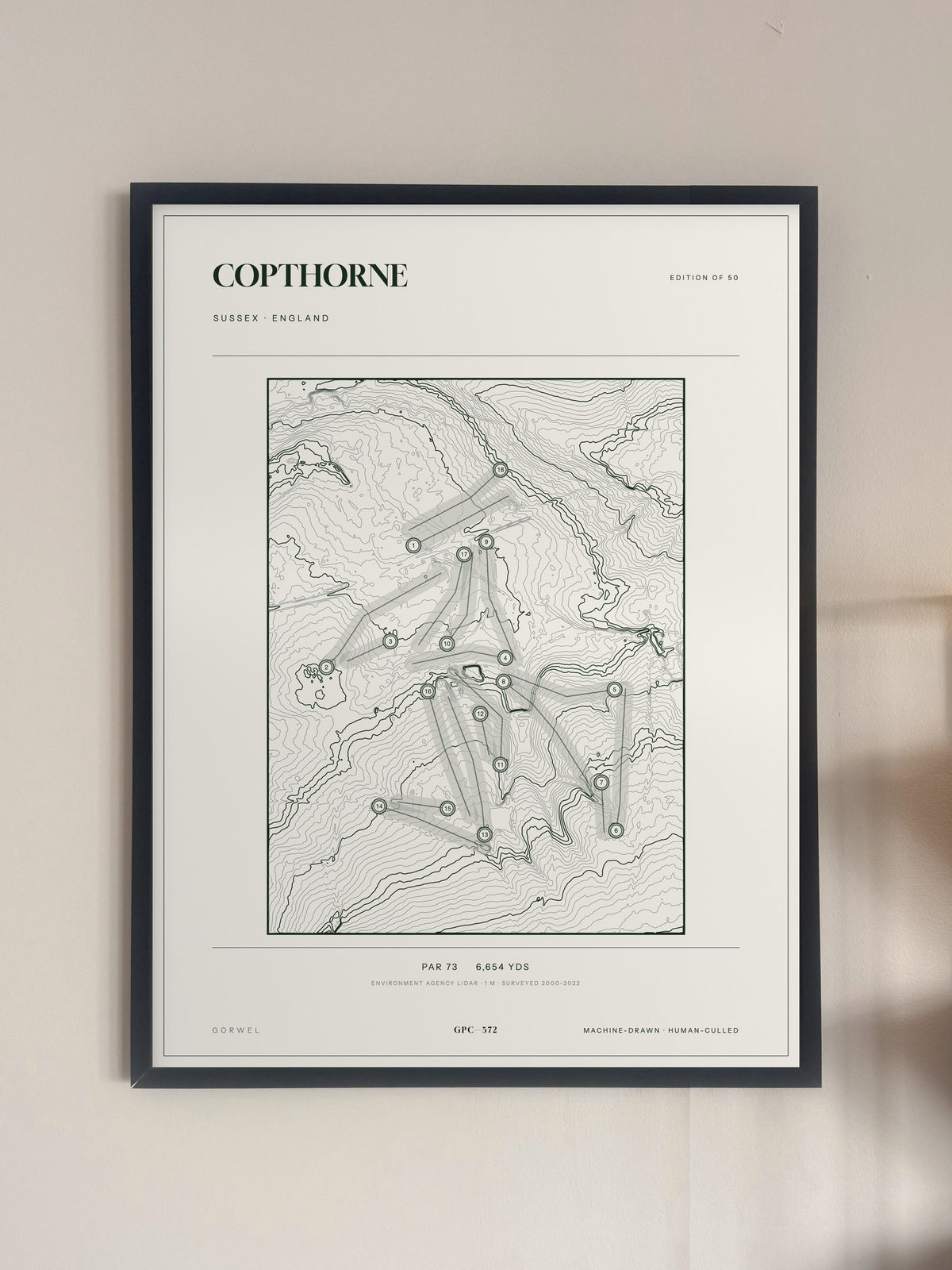 Copthorne, Sussex print, framed, on a wall