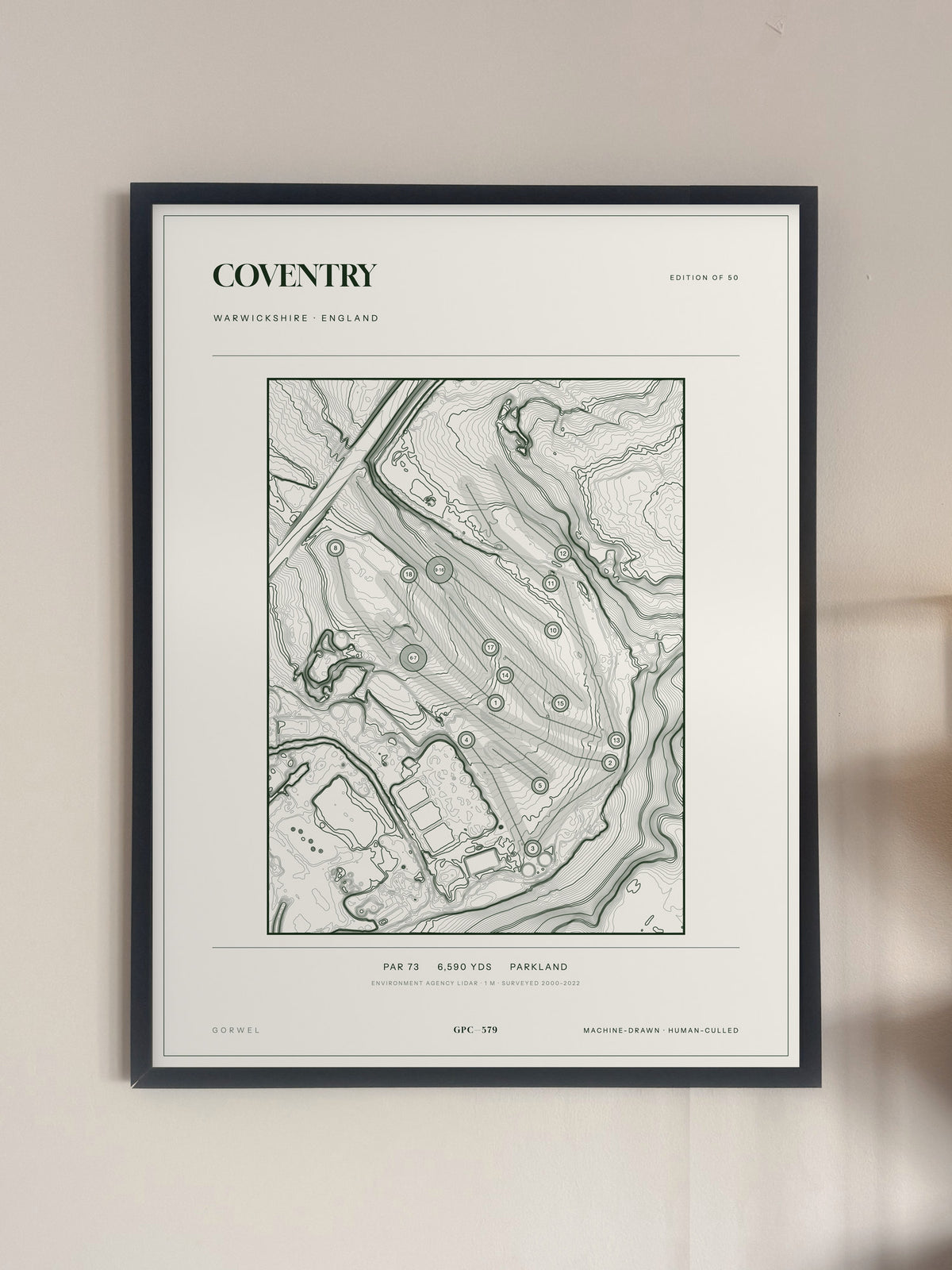Coventry, Warwickshire print, framed, on a wall