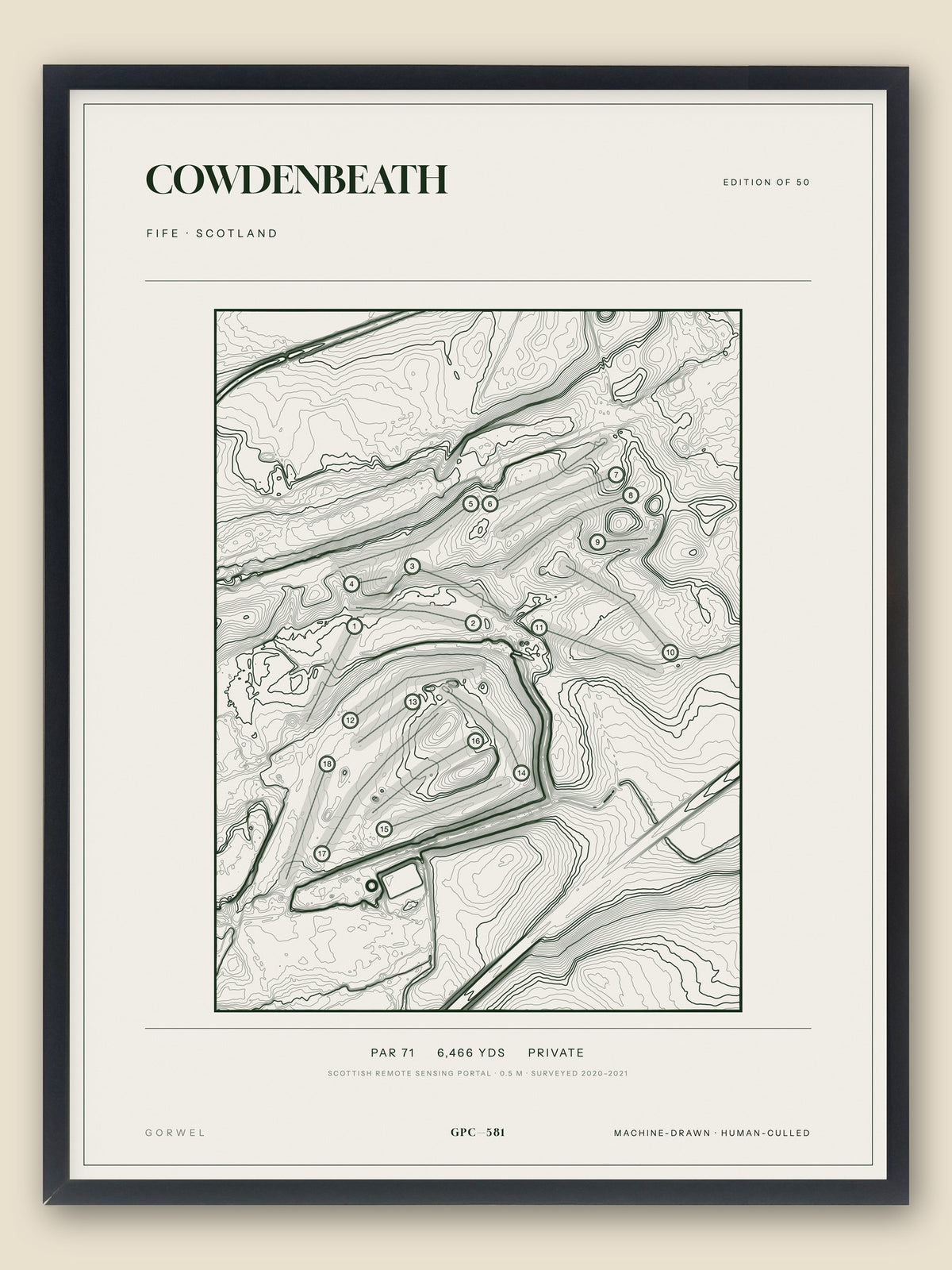Cowdenbeath topographic golf course print — catalogue plate — Gorwel Print Co