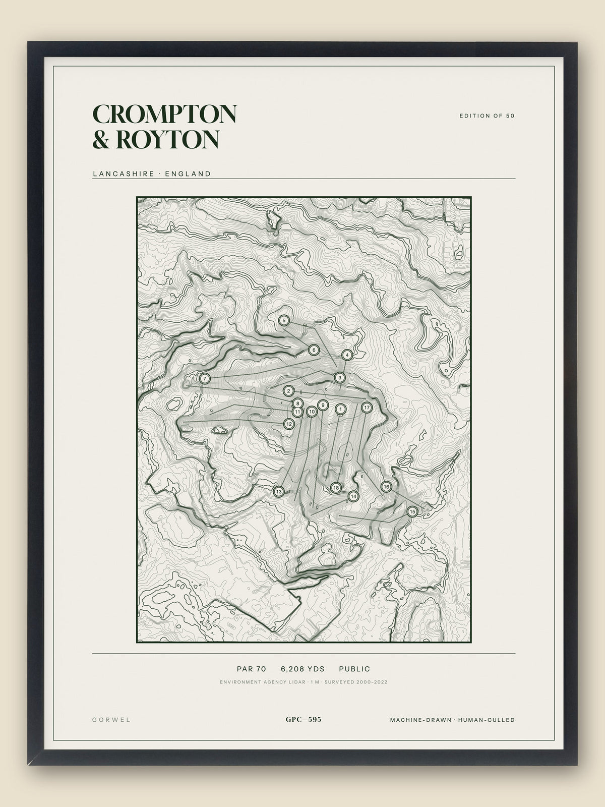 Crompton & Royton topographic golf course print — catalogue plate — Gorwel Print Co