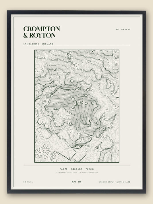 Crompton & Royton topographic golf course print — catalogue plate — Gorwel Print Co