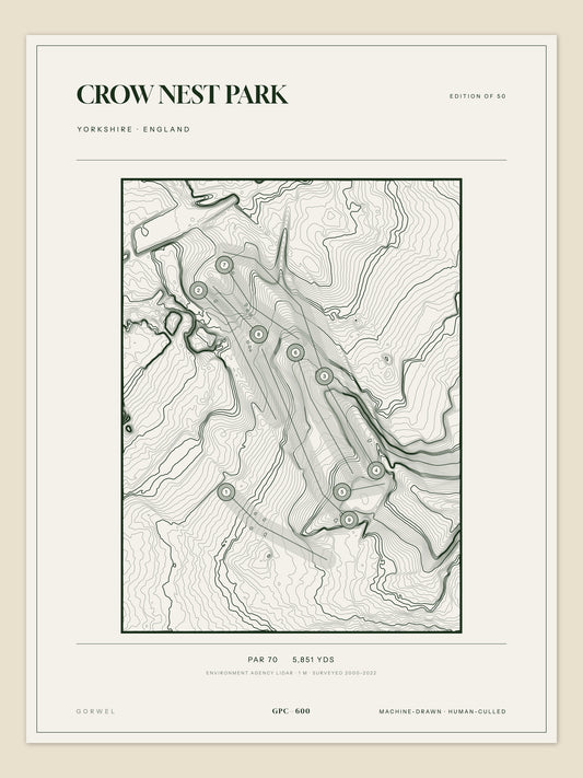 Crow Nest Park, Yorkshire topographic golf course print
