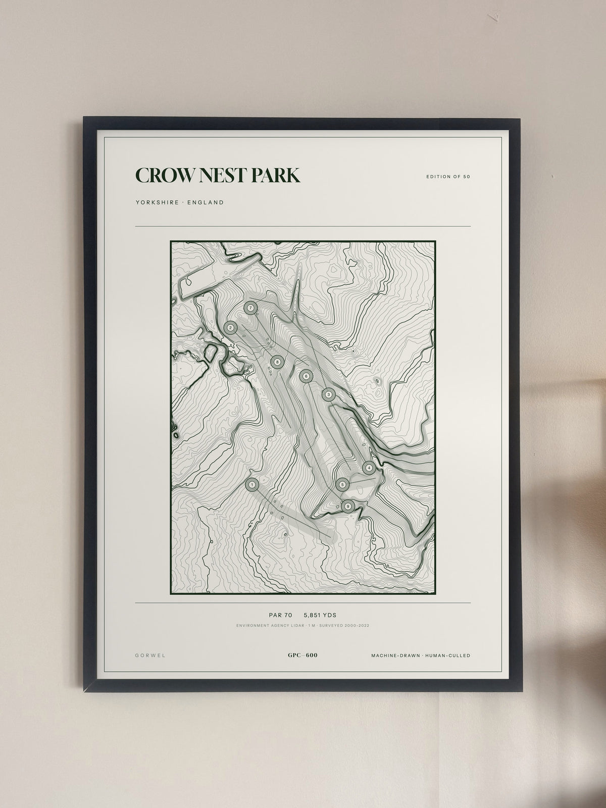 Crow Nest Park, Yorkshire print, framed, on a wall