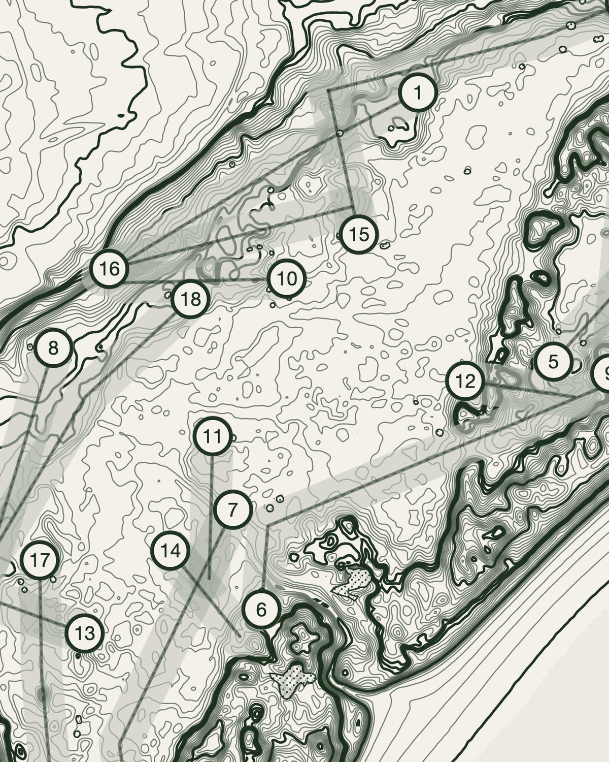 Cruden Bay, Aberdeenshire print, contour detail