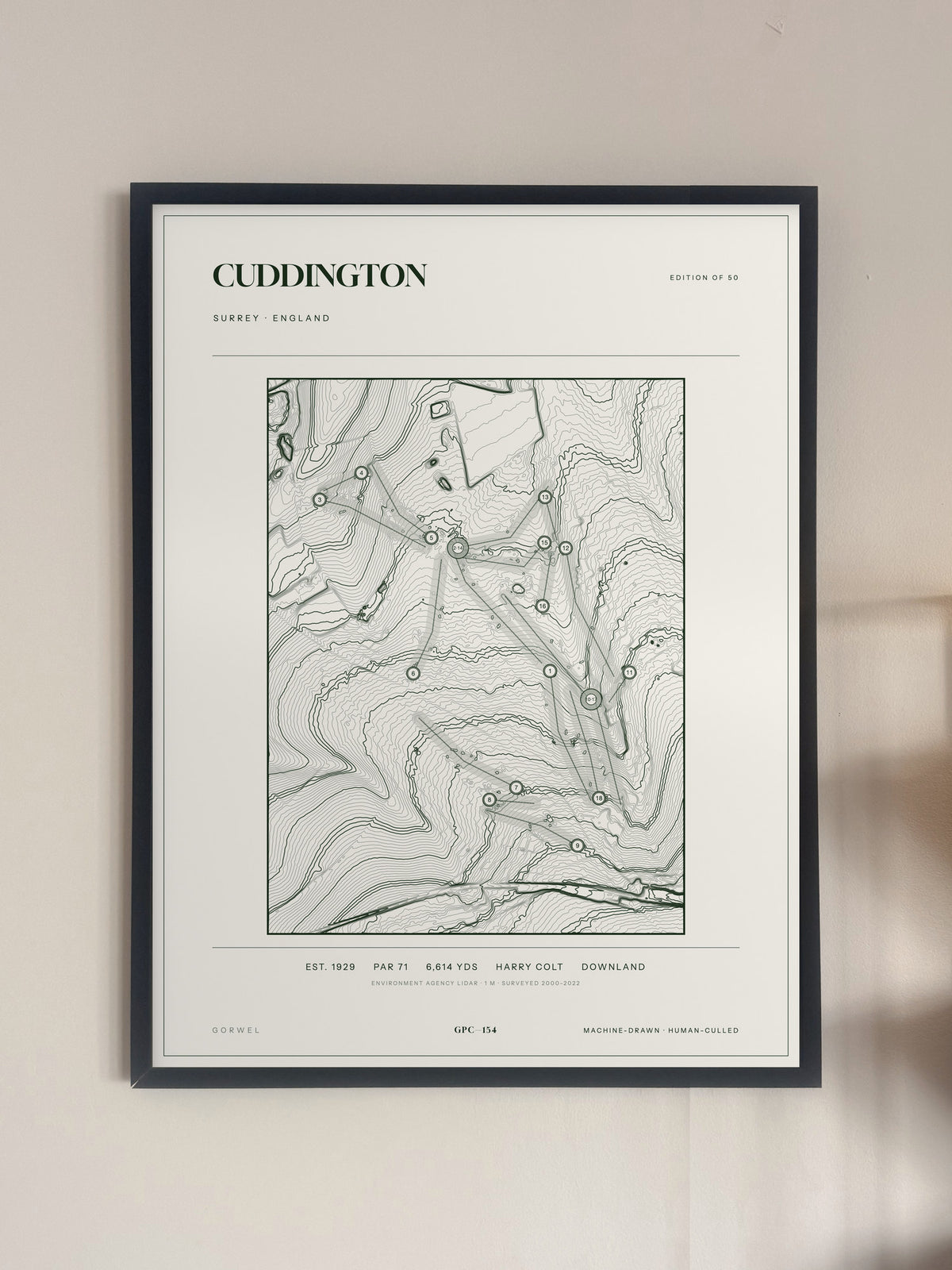Cuddington, Surrey print, framed, on a wall