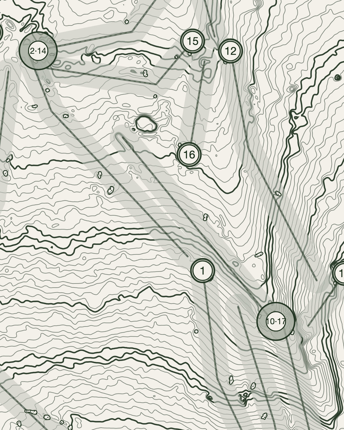 Cuddington, Surrey print, contour detail
