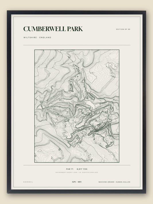 Cumberwell Park topographic golf course print — catalogue plate — Gorwel Print Co