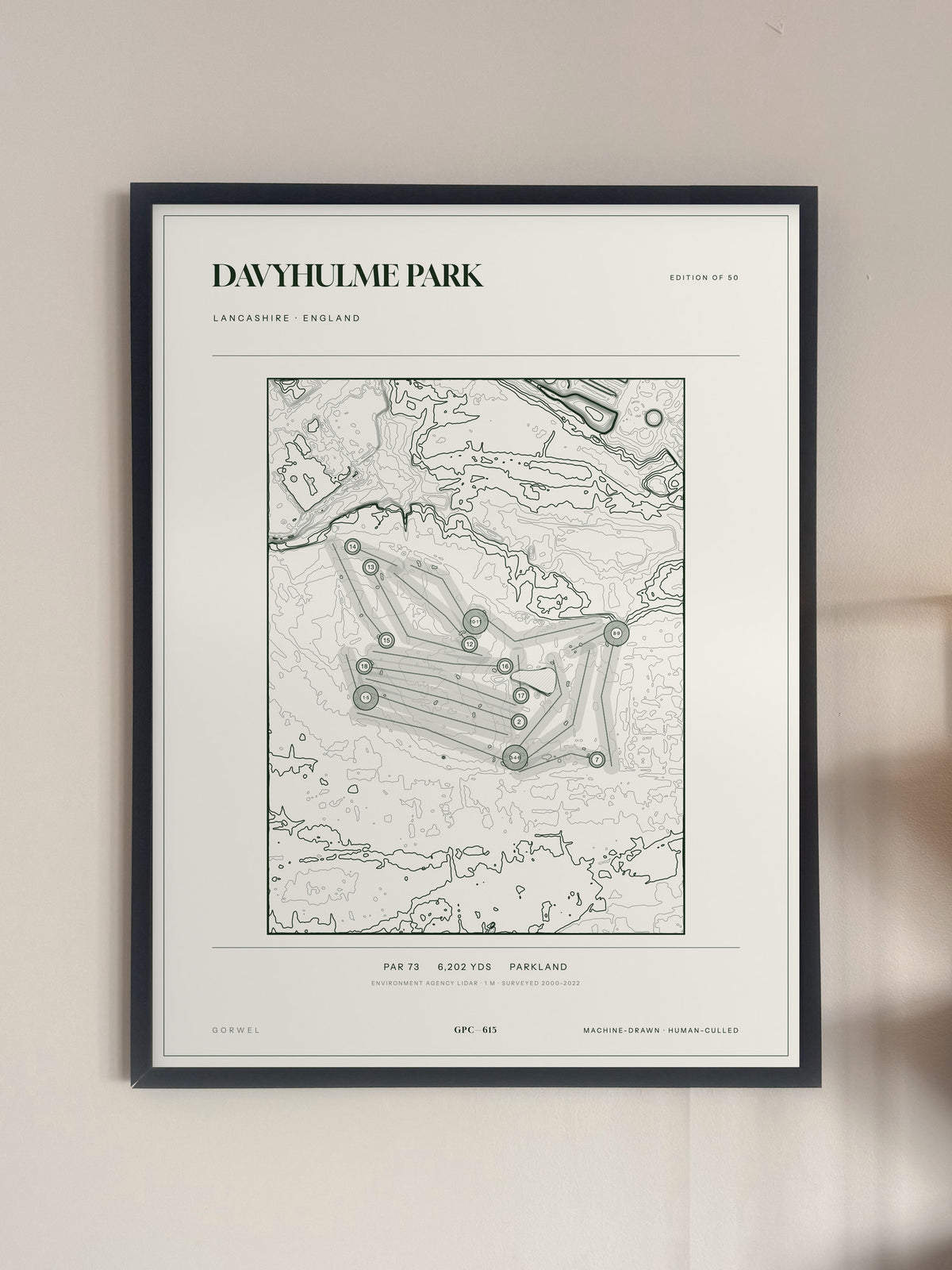 Davyhulme Park, Lancashire print, framed, on a wall