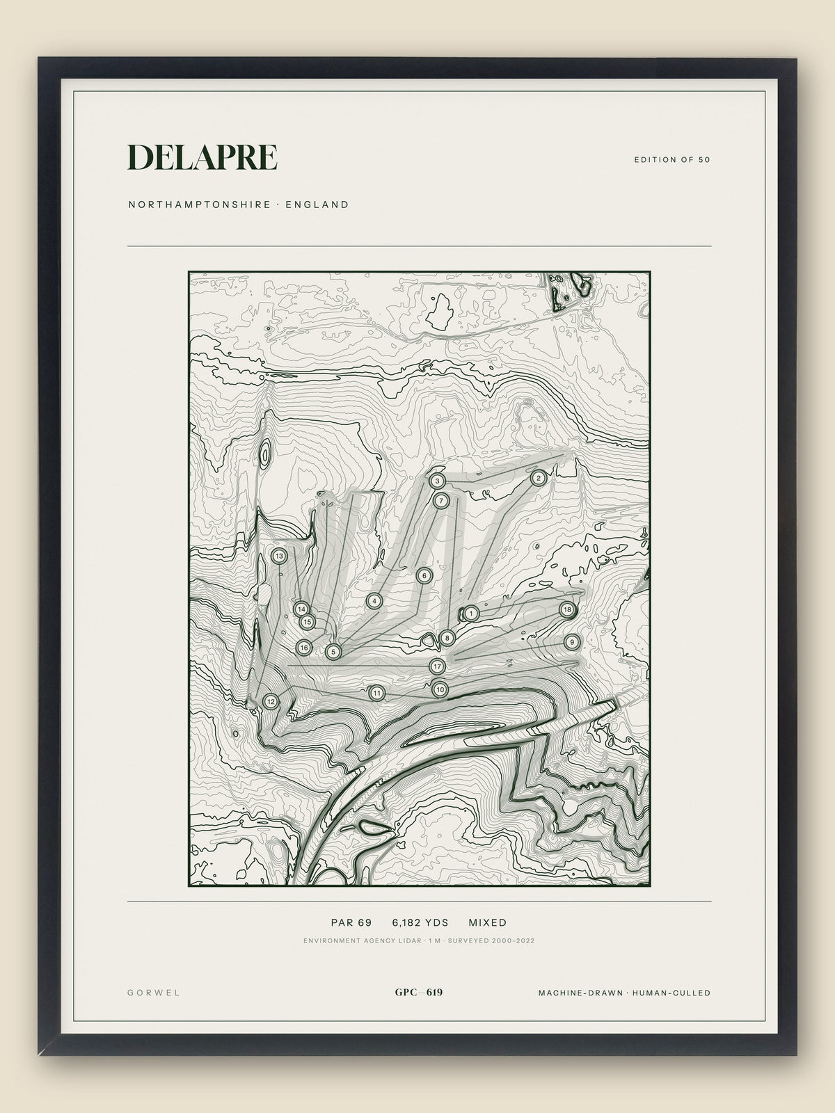 Delapre topographic golf course print — catalogue plate — Gorwel Print Co