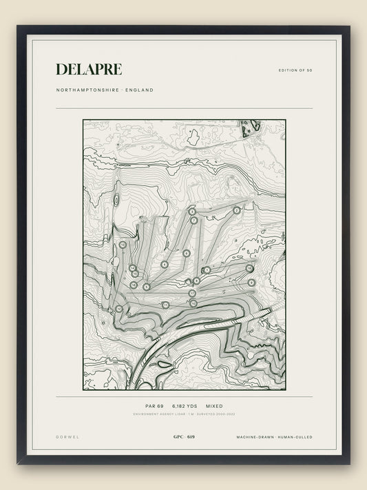 Delapre topographic golf course print — catalogue plate — Gorwel Print Co