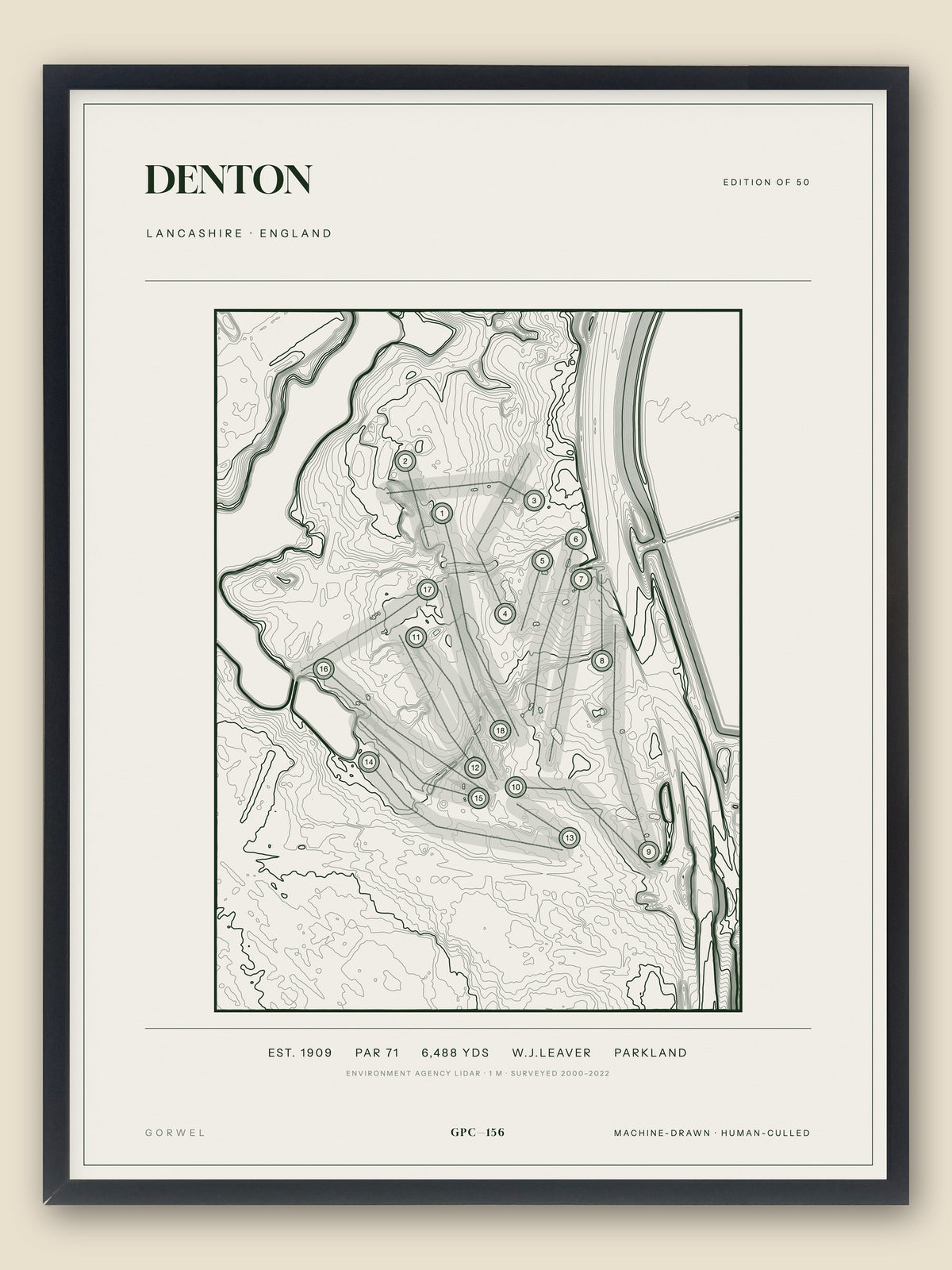 Denton topographic golf course print — catalogue plate — Gorwel Print Co