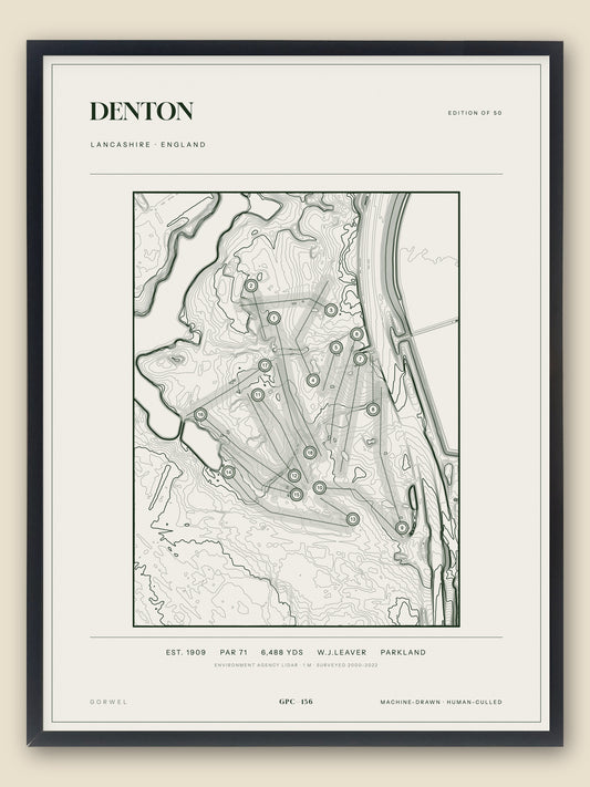 Denton topographic golf course print — catalogue plate — Gorwel Print Co