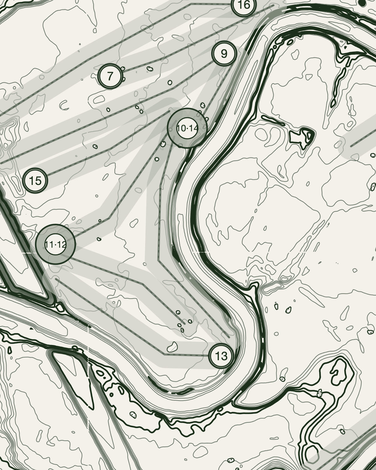Didsbury, Cheshire print, contour detail