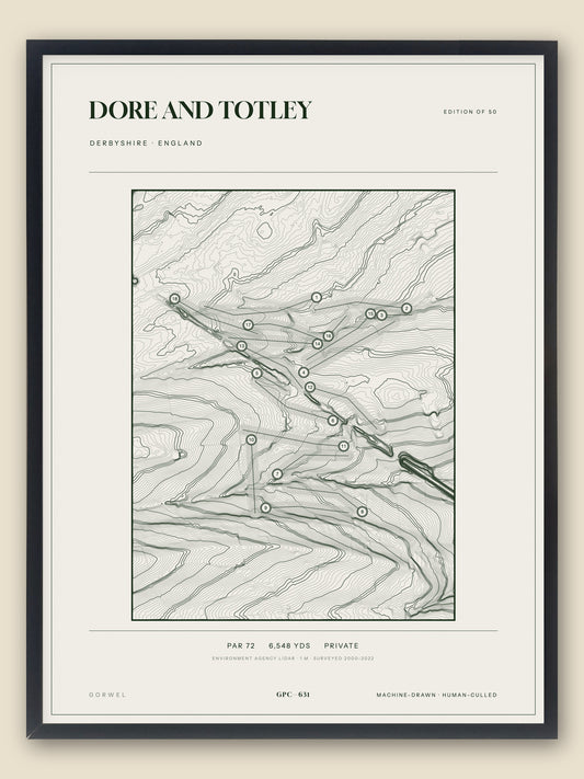 Dore and Totley topographic golf course print — catalogue plate — Gorwel Print Co
