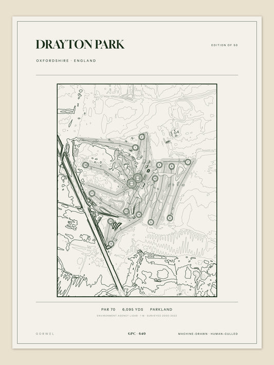 Drayton Park, Oxfordshire topographic golf course print