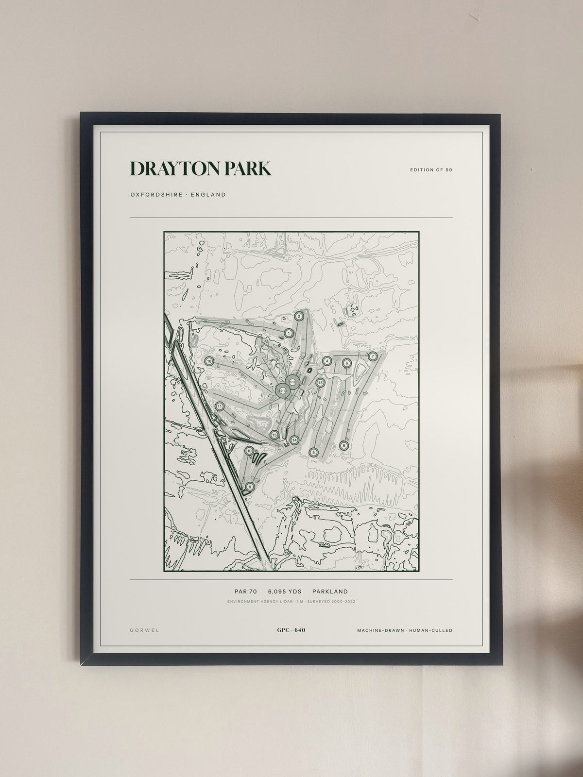 Drayton Park, Oxfordshire print, framed, on a wall
