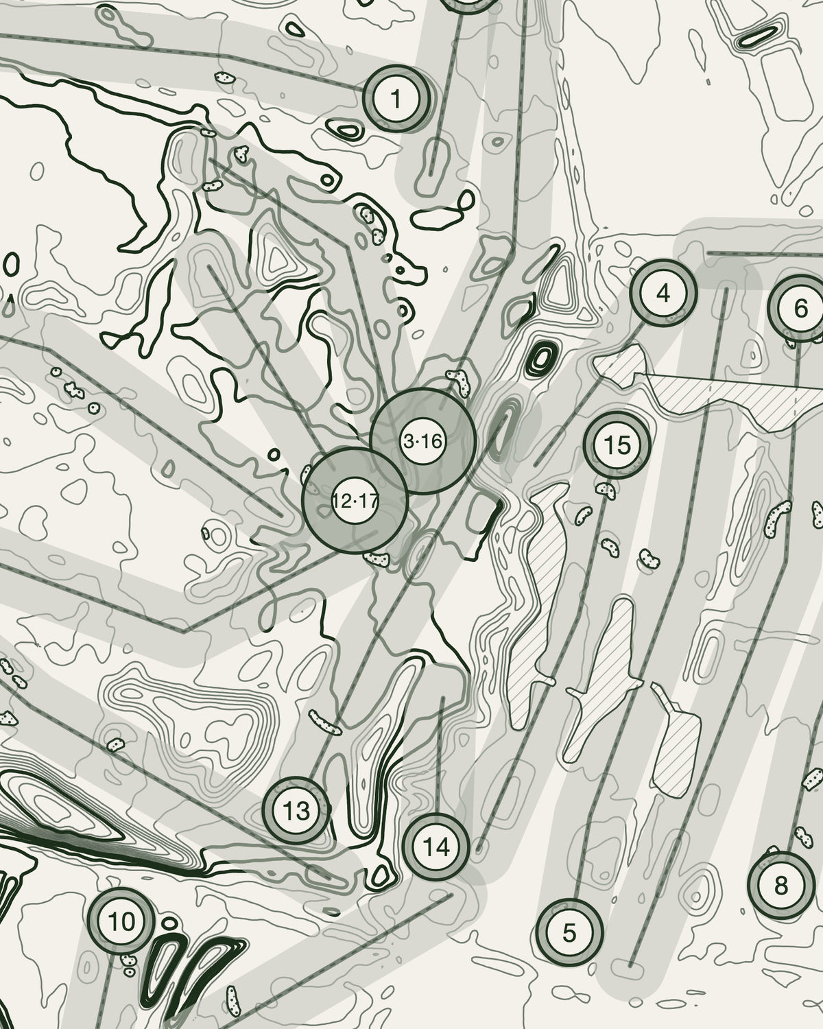 Drayton Park, Oxfordshire print, contour detail