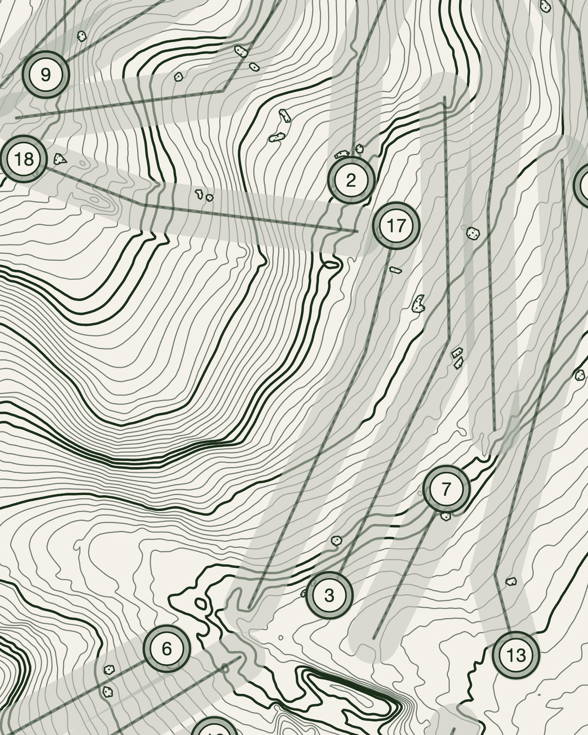 Druids Heath, Staffordshire print, contour detail