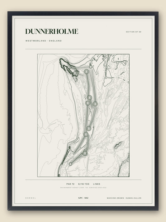 Dunnerholme, Westmorland topographic golf course print, framed — Gorwel Print Co