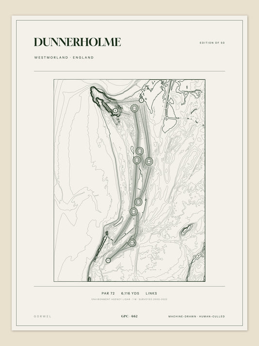 Dunnerholme, Westmorland topographic golf course print