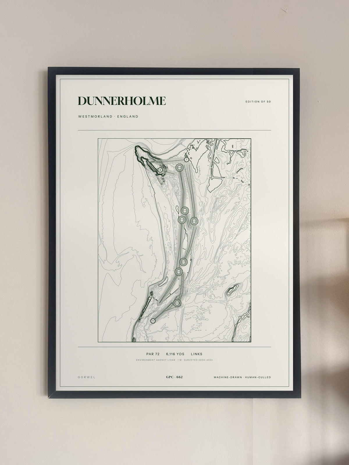 Dunnerholme, Westmorland print, framed, on a wall