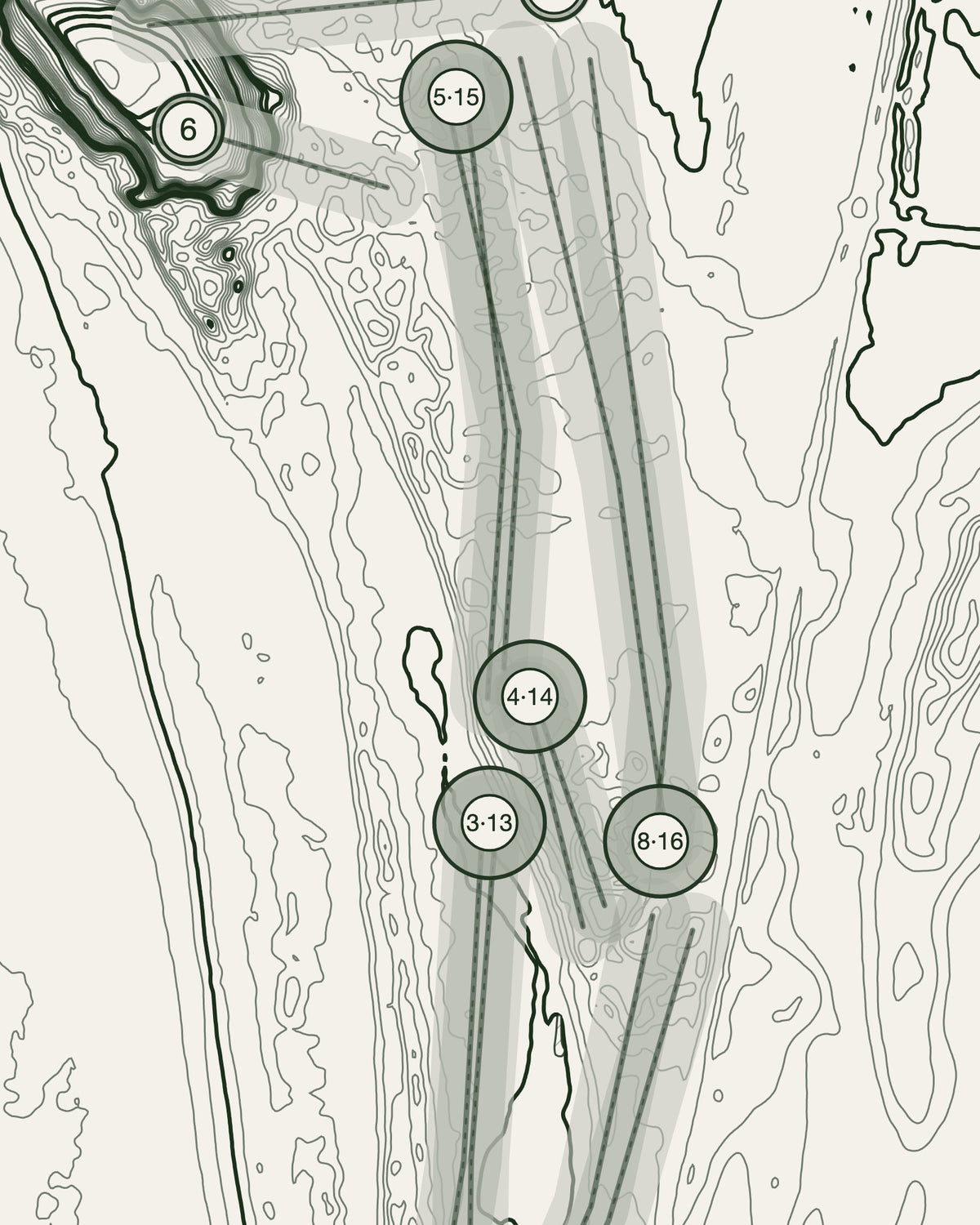 Dunnerholme, Westmorland print, contour detail