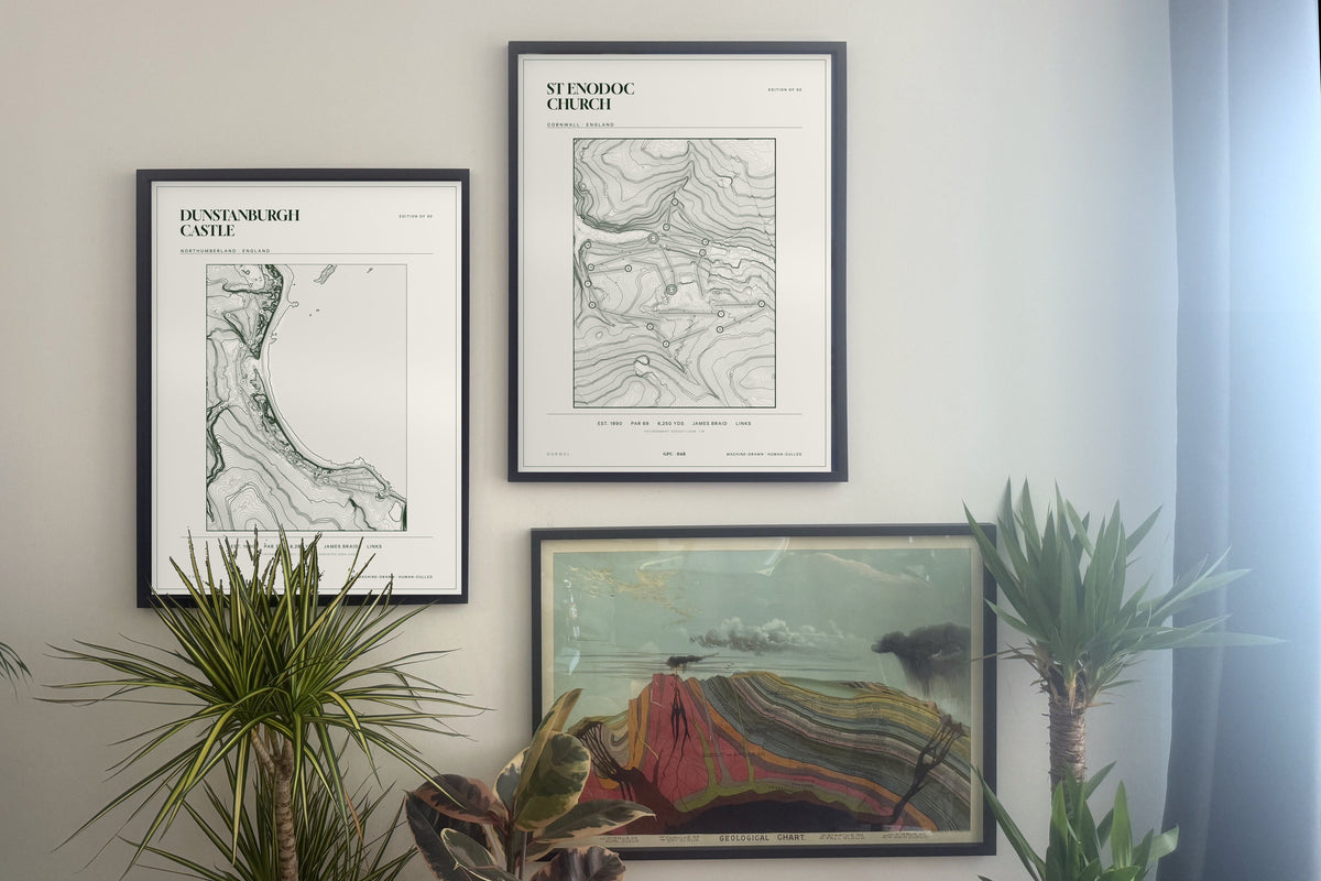 Dunstanburgh Castle, Northumberland and  prints, framed, gallery wall