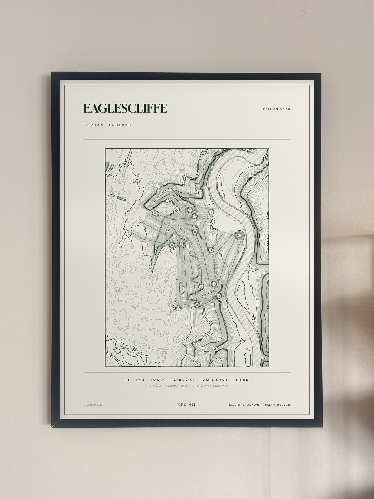 Eaglescliffe, Durham print, framed, on a wall
