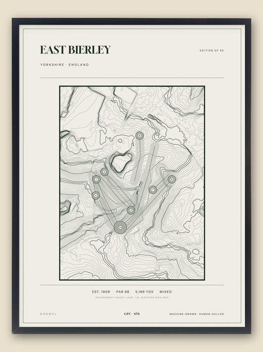 East Bierley, Yorkshire topographic golf course print, framed — Gorwel Print Co