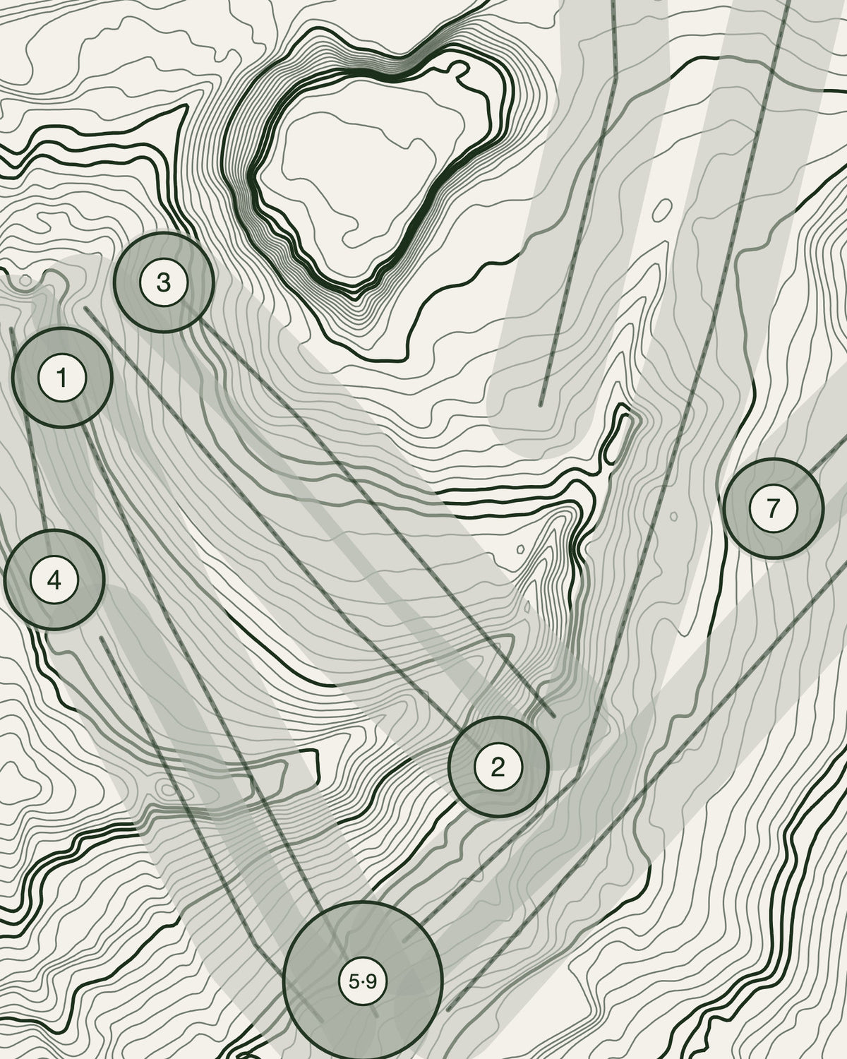 East Bierley, Yorkshire print, contour detail