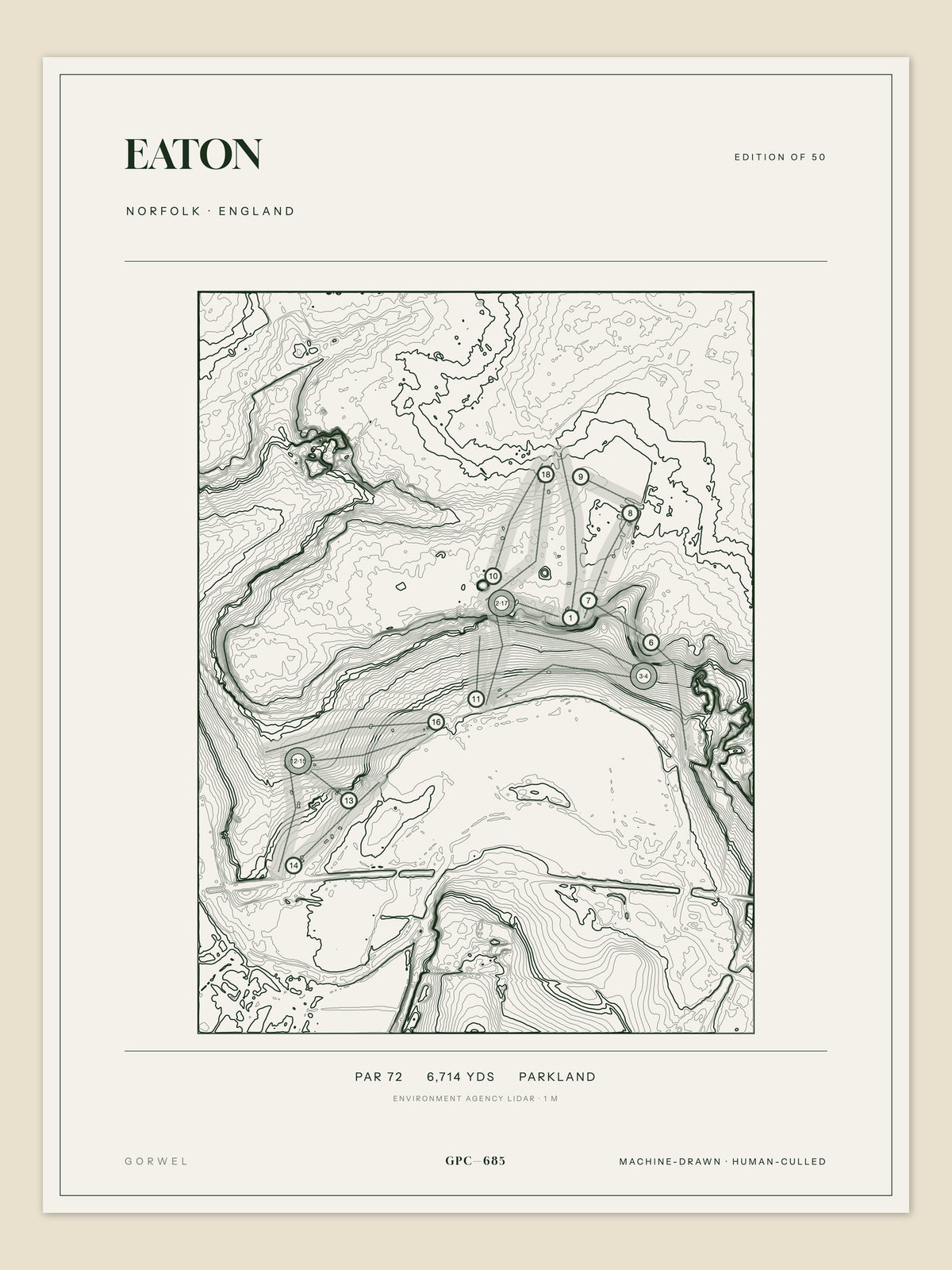 Eaton topographic golf course print — unframed sheet — Gorwel Print Co