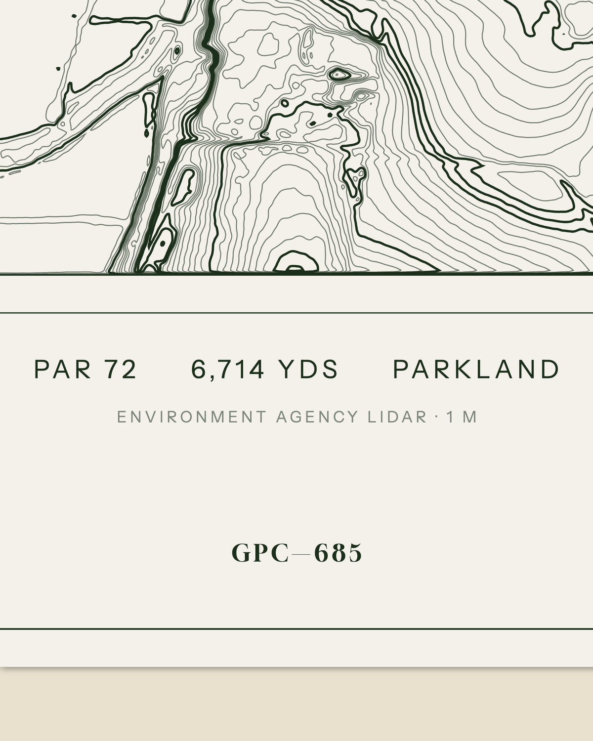 Eaton topographic golf course print — data strip and edition mark — Gorwel Print Co