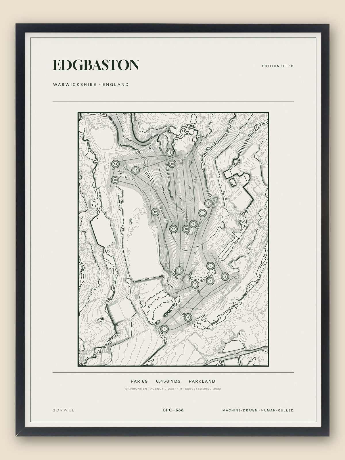 Edgbaston topographic golf course print — catalogue plate — Gorwel Print Co
