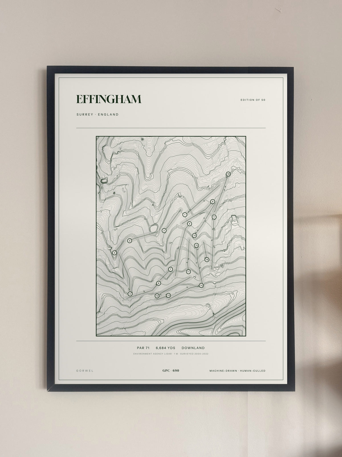Effingham, Surrey print, framed, on a wall